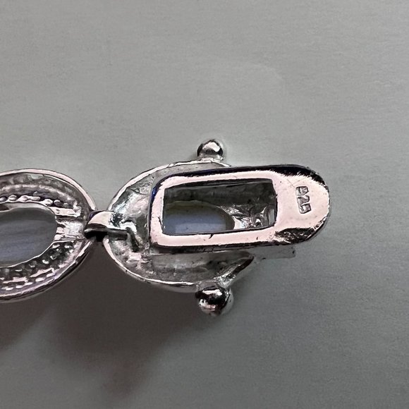 FAS 925 Silver White Agate Stone Cabochon Bracelet - Picture 11 of 11